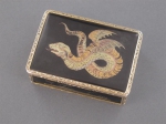 A silver-gilt mounted tortoiseshell piqué snuff box
