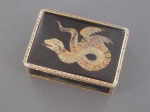 A silver-gilt mounted tortoiseshell piqué snuff box